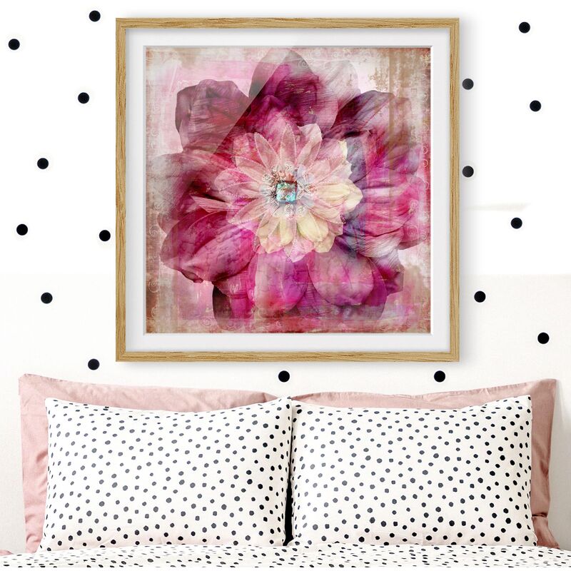 

Póster enmarcado - Grunge Flower Dimensión LxA: 50cm x 50cm, Marco: Roble