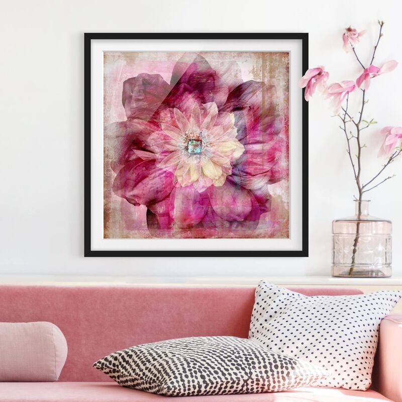 

Póster enmarcado - Grunge Flower Dimensión LxA: 50cm x 50cm, Marco: Negro
