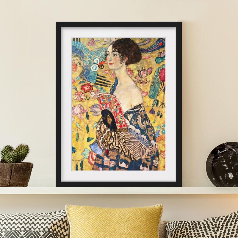 

Póster enmarcado - Gustav Klimt - Donna con ventaglio Dimensión LxA: 24cm x 18cm, Marco: Negro