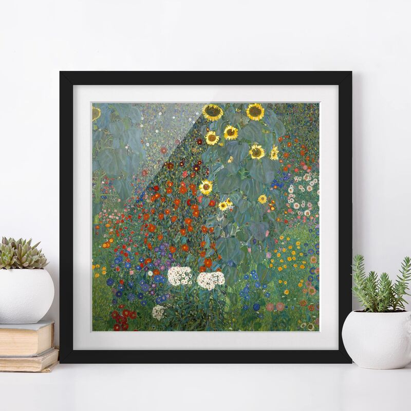 

Póster enmarcado - Gustav Klimt - Garden Sunflowers Dimensión LxA: 20cm x 20cm, Marco: Negro