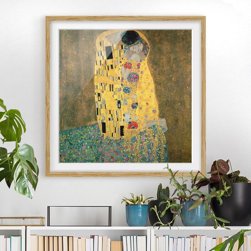 

Póster enmarcado - Gustav Klimt - Il bacio Dimensión LxA: 50cm x 50cm, Marco: Roble