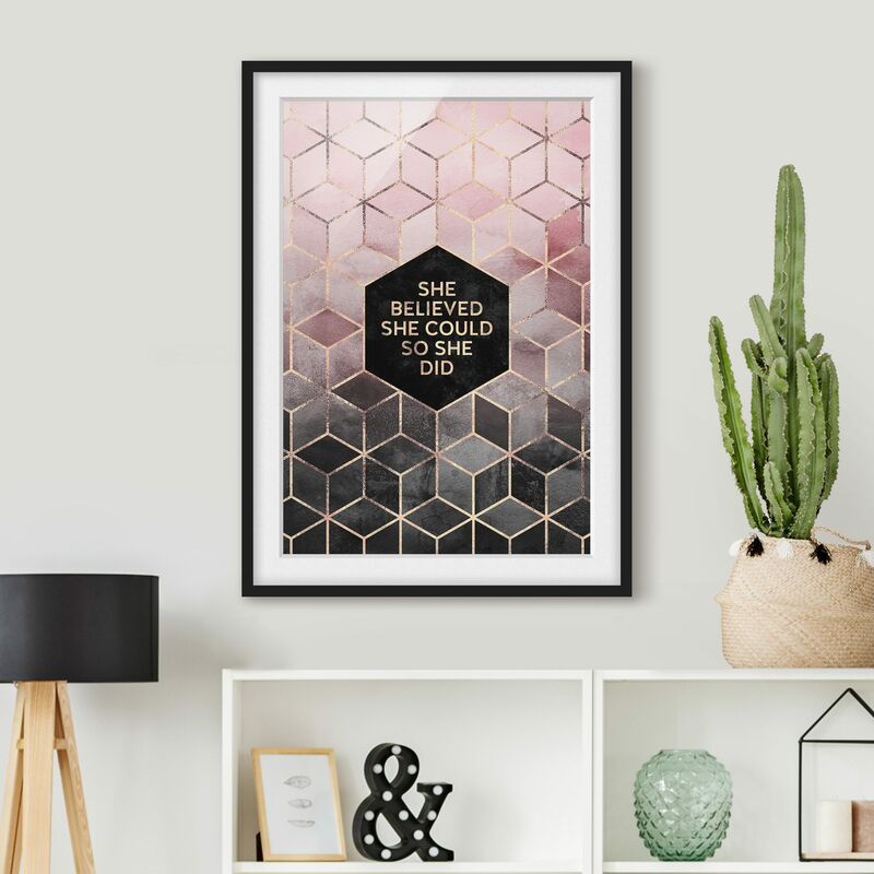 

Póster enmarcado - Ha creduto che potesse in oro rosa Dimensión LxA: 100cm x 70cm, Marco: Negro