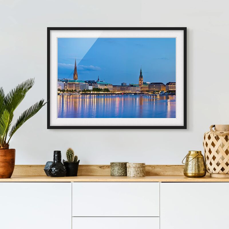 

Póster enmarcado - Hamburg Skyline Dimensión LxA: 70cm x 100cm, Marco: Negro