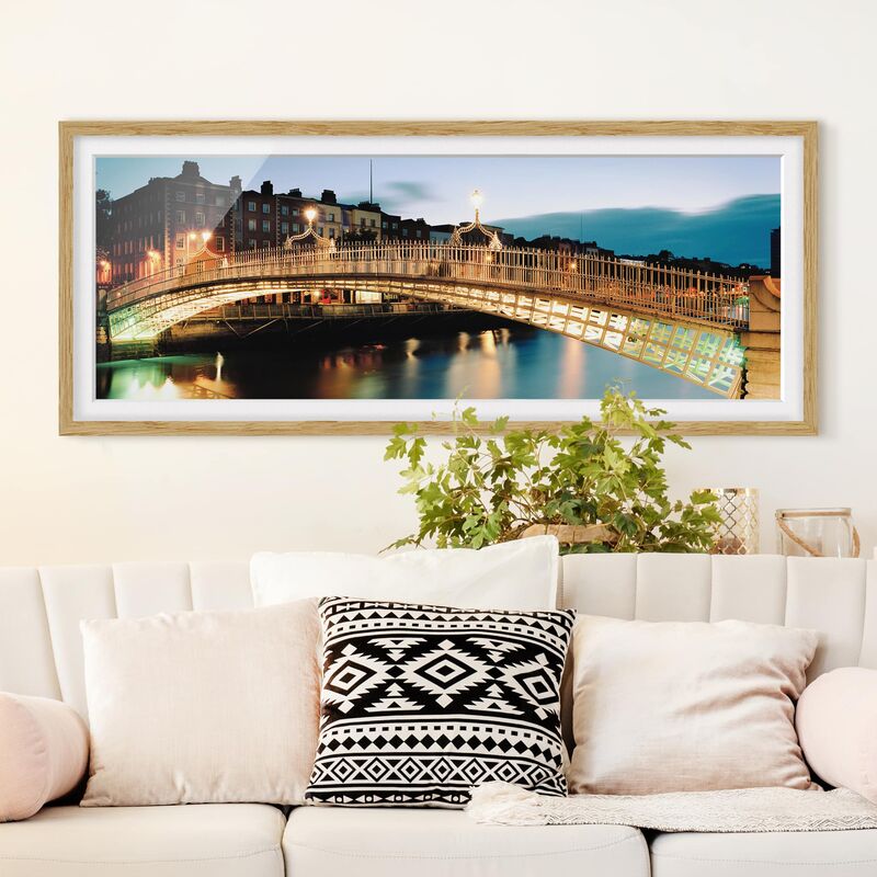

Póster enmarcado - Ha'Penny Bridge Dimensión LxA: 40cm x 100cm, Marco: Roble