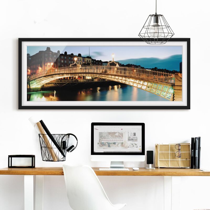 

Póster enmarcado - Ha'Penny Bridge Dimensión LxA: 50cm x 130cm, Marco: Negro