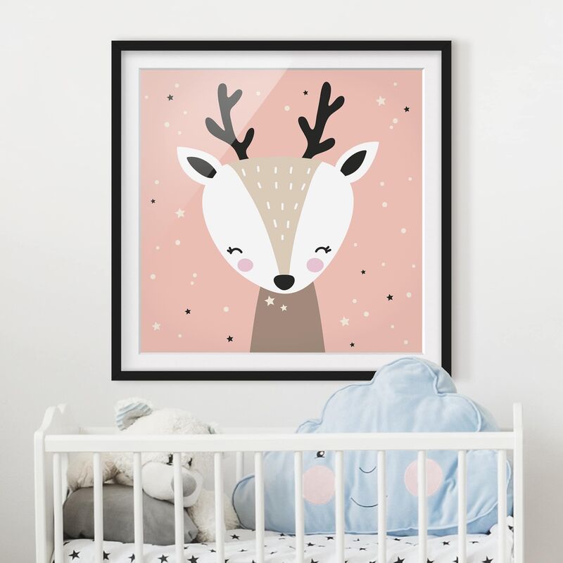 

Póster enmarcado - Happy Deer Dimensión LxA: 70cm x 70cm, Marco: Negro
