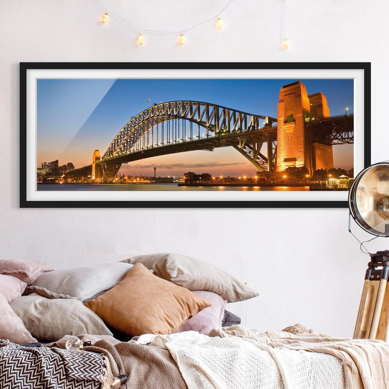 

Póster enmarcado - Harbour Bridge Di Sydney Dimensión LxA: 40cm x 100cm, Marco: Negro