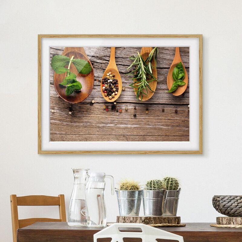 

Póster enmarcado - Herbs And Spices Dimensión LxA: 40cm x 55cm, Marco: Roble