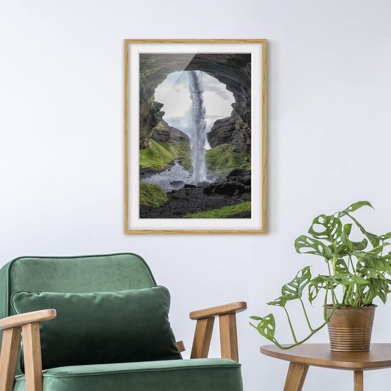 

Póster enmarcado - Hidden Waterfall Dimensión LxA: 100cm x 70cm, Marco: Roble
