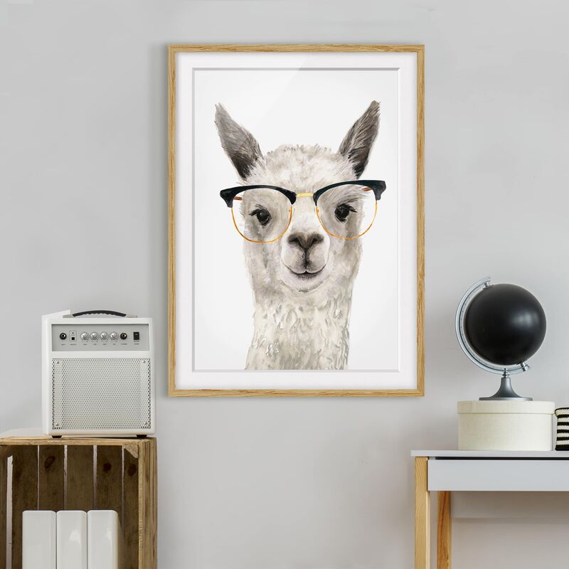 

Póster enmarcado - Hip Lama Con Gli Occhiali I Dimensión LxA: 40cm x 30cm, Marco: Roble