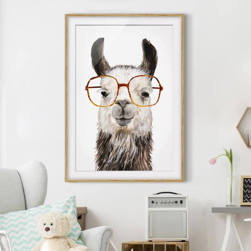 

Póster enmarcado - Hip Lama Con Gli Occhiali Iv Dimensión LxA: 100cm x 70cm, Marco: Roble