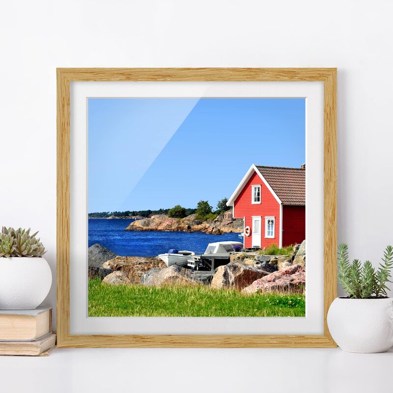 

Póster enmarcado - Holiday In Norway Dimensión LxA: 50cm x 50cm, Marco: Roble