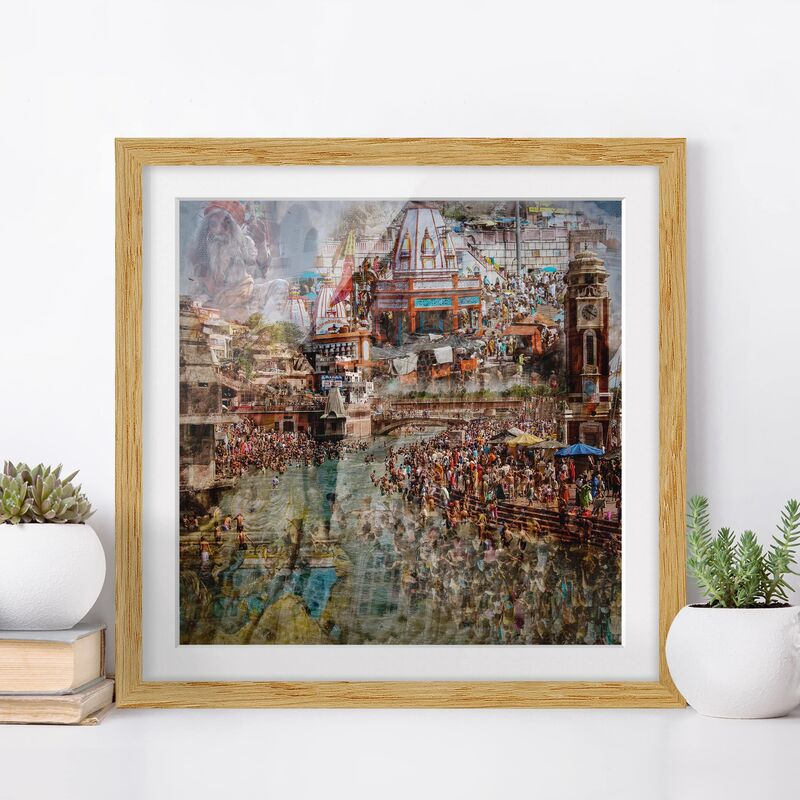 

Póster enmarcado - Holy India Dimensión LxA: 70cm x 70cm, Marco: Roble