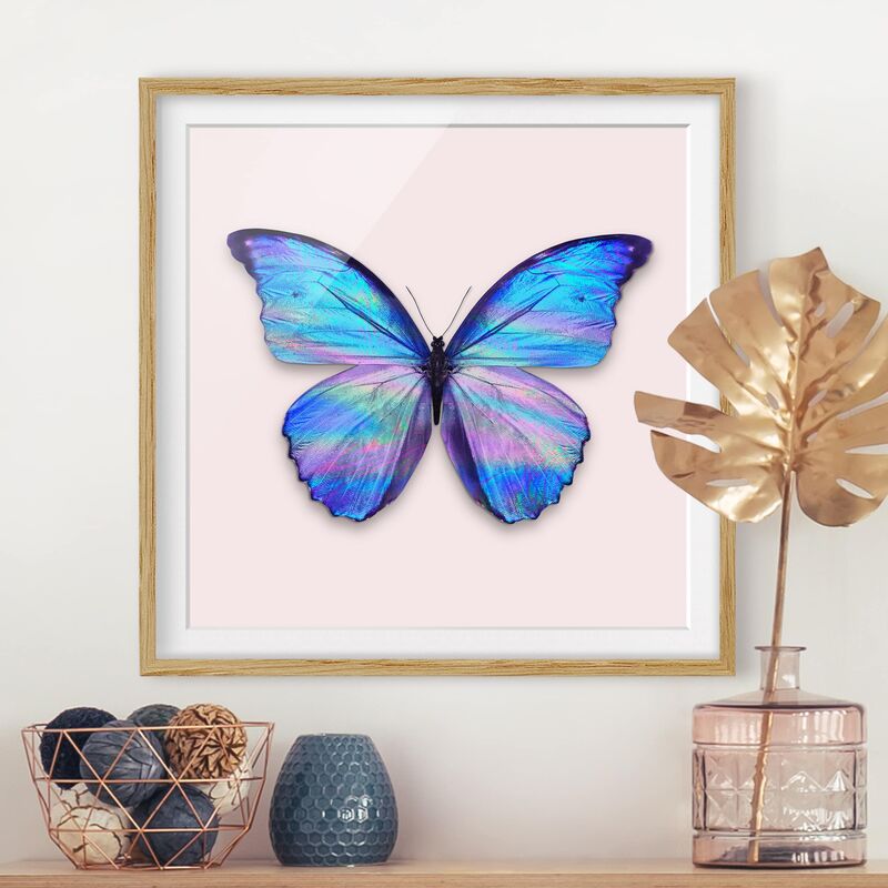 

Póster enmarcado - Holographic farfalla Dimensión LxA: 50cm x 50cm, Marco: Roble