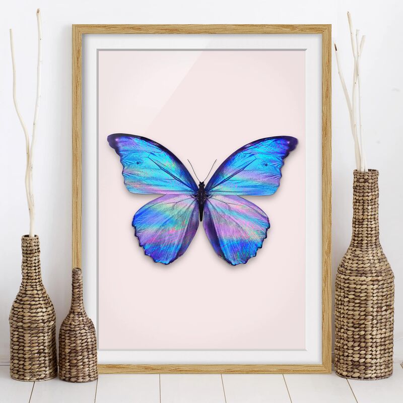 

Póster enmarcado - Holographic farfalla Dimensión LxA: 100cm x 70cm, Marco: Roble