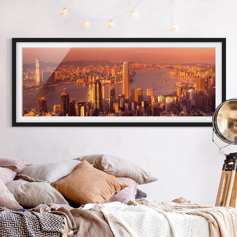 

Póster enmarcado - Hong Kong Sunset Dimensión LxA: 40cm x 100cm, Marco: Negro