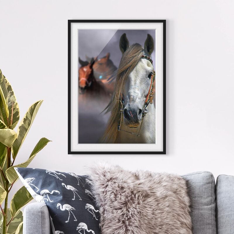 

Póster enmarcado - Horses In The Dust Dimensión LxA: 70cm x 50cm, Marco: Negro