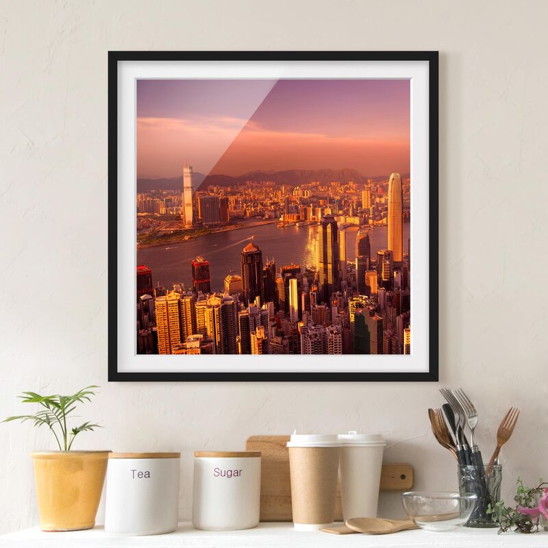 

Póster enmarcado - Hong Kong Sunset Dimensión LxA: 20cm x 20cm, Marco: Negro