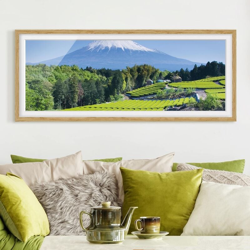 

Póster enmarcado - I Campi Tè Davanti La Fuji Dimensión LxA: 20cm x 50cm, Marco: Roble