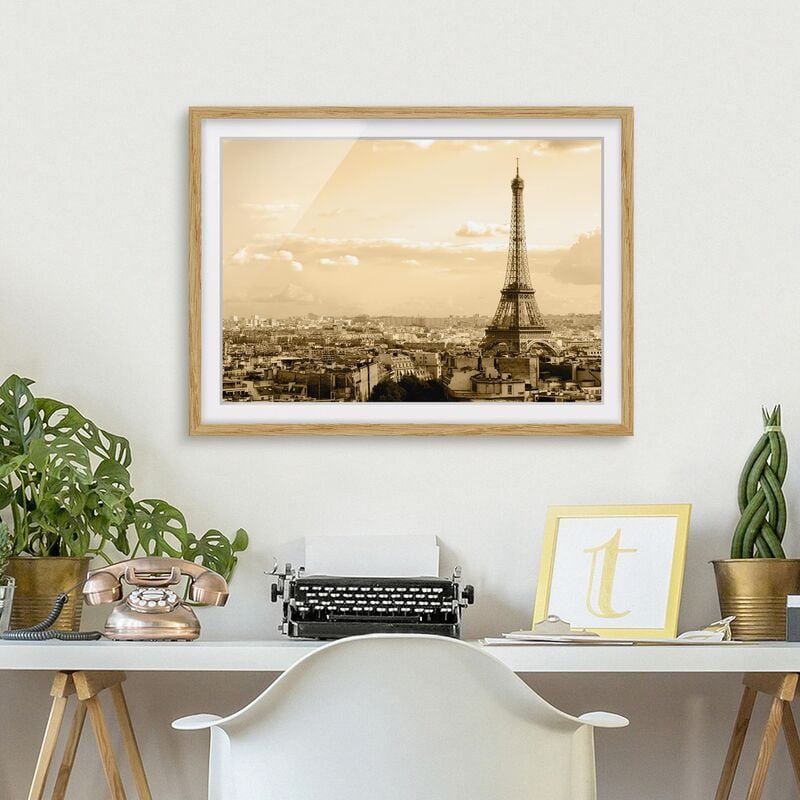 

Póster enmarcado - I Love Paris Dimensión LxA: 70cm x 100cm, Marco: Roble