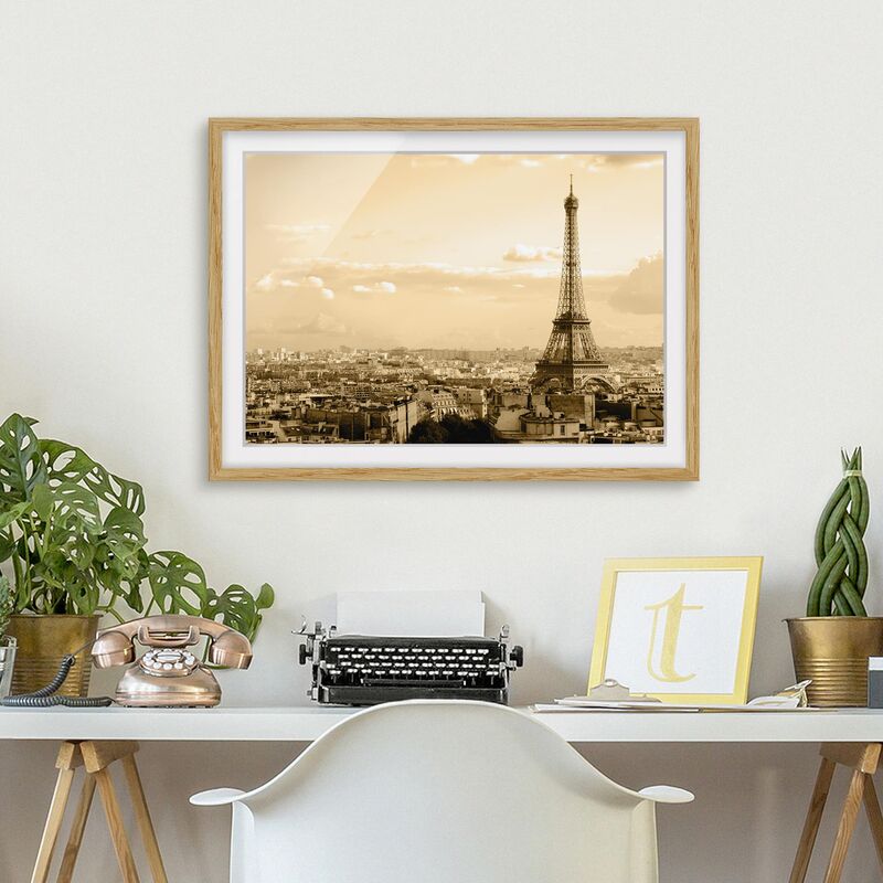 

Póster enmarcado - I Love Paris Dimensión LxA: 50cm x 70cm, Marco: Roble