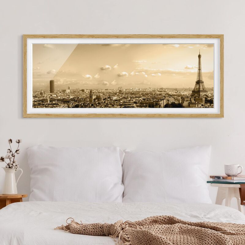 

Póster enmarcado - I Love Paris Dimensión LxA: 30cm x 75cm, Marco: Roble