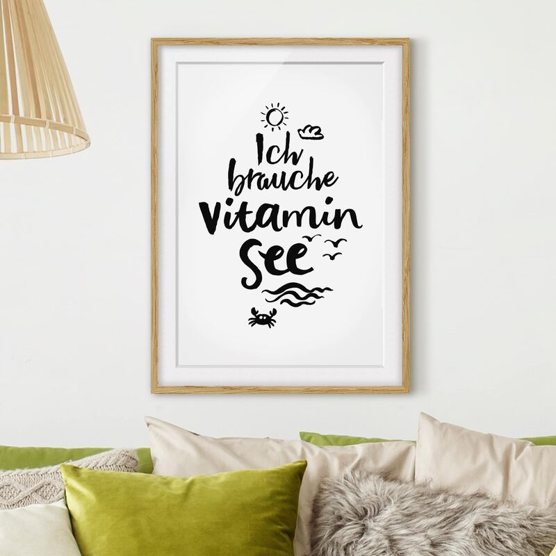 

Póster enmarcado - I Need Vitamin Sea Dimensión LxA: 70cm x 50cm, Marco: Roble