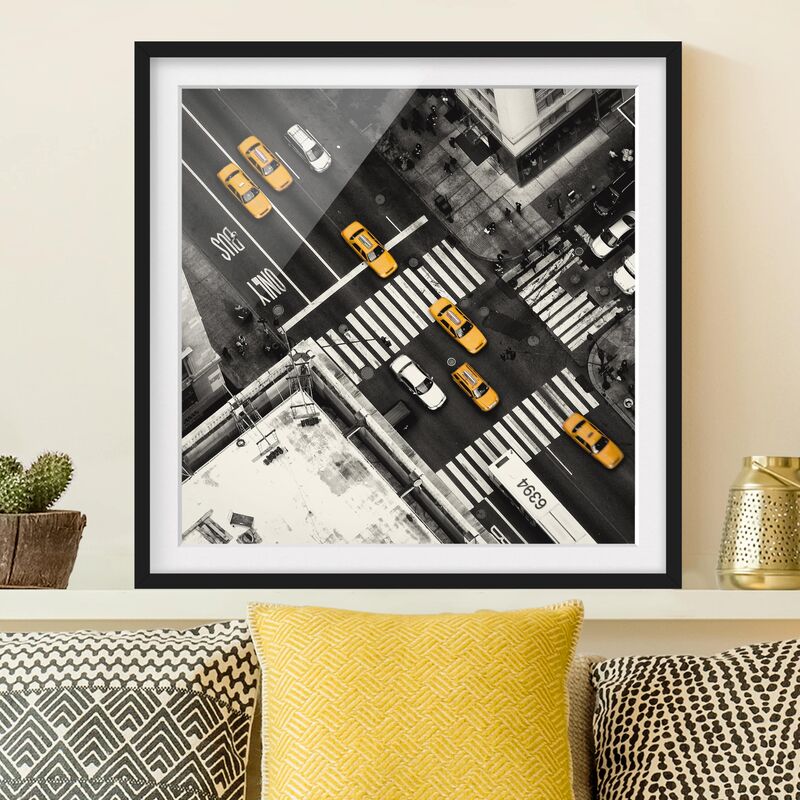 

Póster enmarcado - I taxi di New York Dimensión LxA: 30cm x 30cm, Marco: Negro