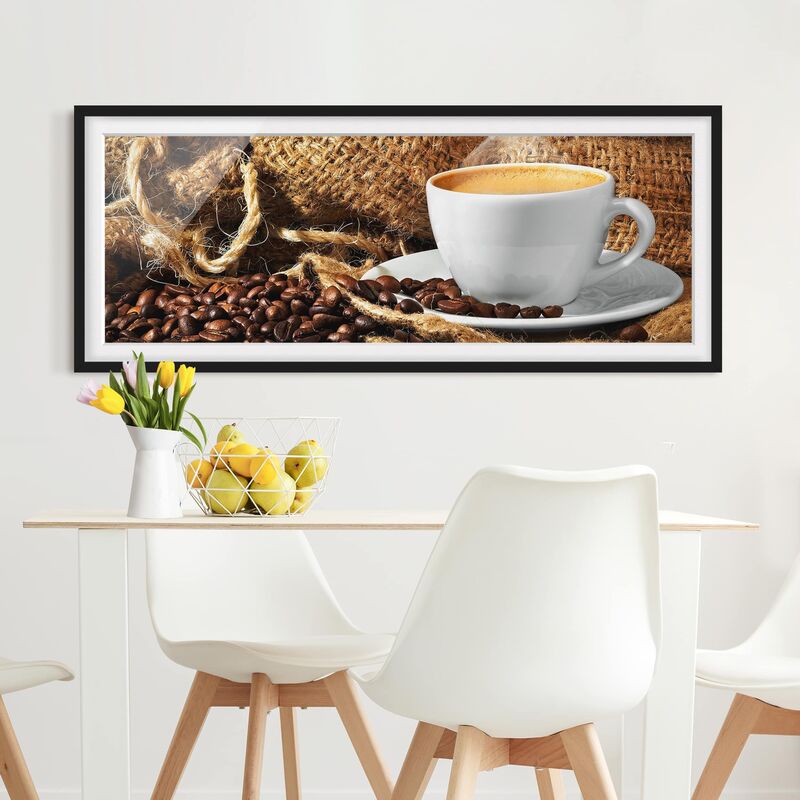 

Póster enmarcado - Il Caffè Del Mattino Dimensión LxA: 40cm x 100cm, Marco: Negro