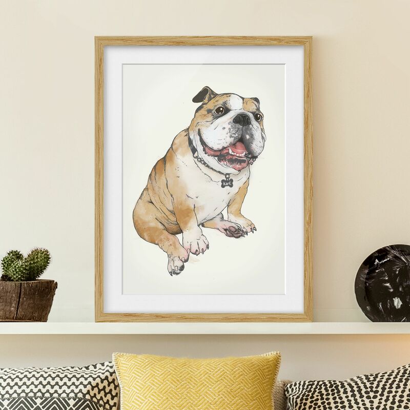 

Póster enmarcado - Illustrazione Cane Bulldog Pittura Dimensión LxA: 55cm x 40cm, Marco: Roble