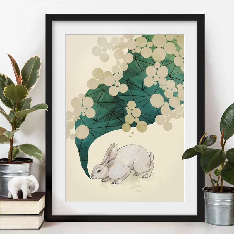 

Póster enmarcado - Illustrazione Coniglietto con punti e Triangoli Dimensión LxA: 40cm x 30cm, Marco: Negro