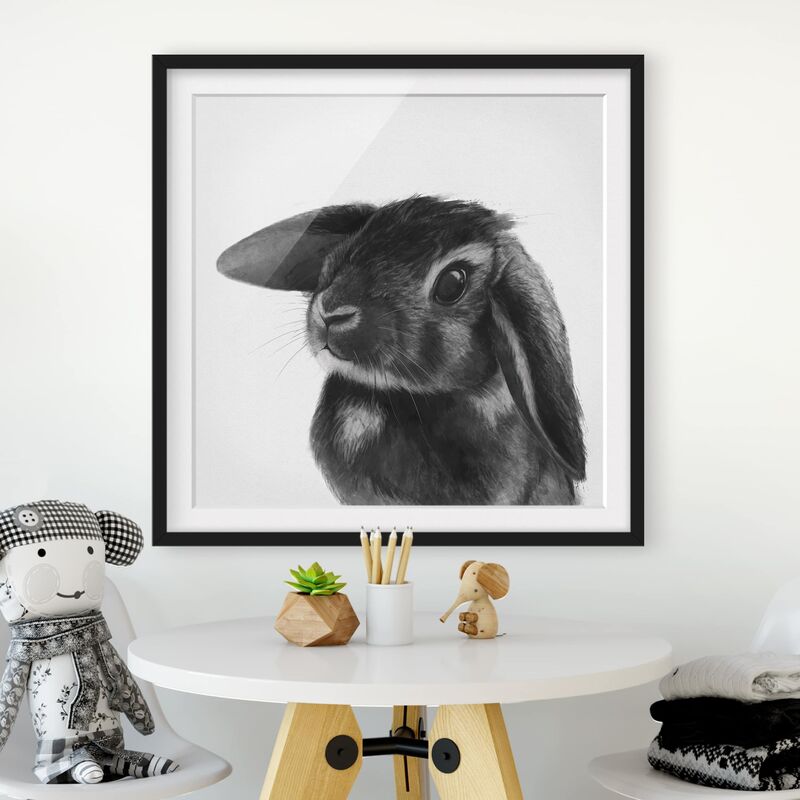 

Póster enmarcado - Illustrazione Coniglio bianco e nero Disegno Dimensión LxA: 70cm x 70cm, Marco: Negro