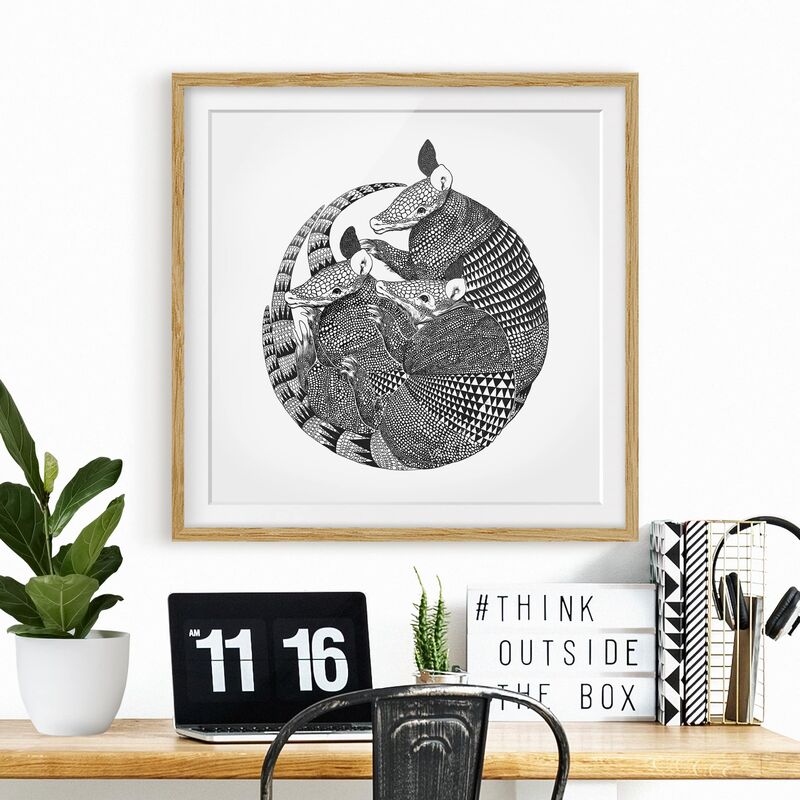 

Póster enmarcado - Illustrazione del modello Armadillos Bianco e nero Dimensión LxA: 30cm x 30cm, Marco: Roble