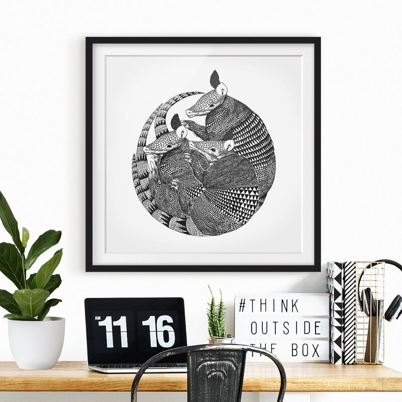 

Póster enmarcado - Illustrazione del modello Armadillos Bianco e nero Dimensión LxA: 20cm x 20cm, Marco: Negro