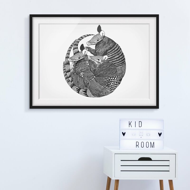 

Póster enmarcado - Illustrazione del modello Armadillos Bianco e nero Dimensión LxA: 70cm x 100cm, Marco: Negro