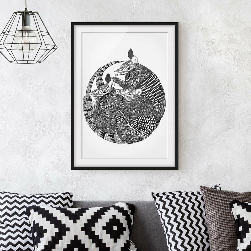 

Póster enmarcado - Illustrazione del modello Armadillos Bianco e nero Dimensión LxA: 70cm x 50cm, Marco: Negro