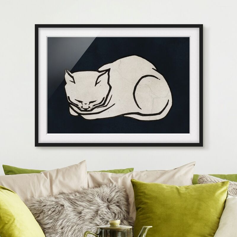 

Póster enmarcado - Illustrazione di gatto che dorme Dimensión LxA: 70cm x 100cm, Marco: Negro