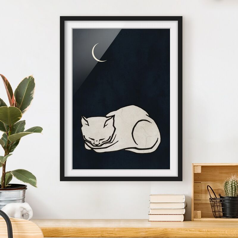 

Póster enmarcado - Illustrazione di gatto che dorme Dimensión LxA: 55cm x 40cm, Marco: Negro