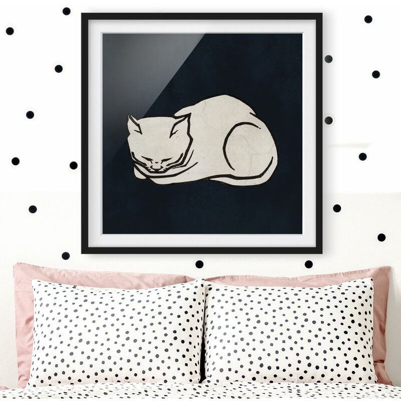 

Póster enmarcado - Illustrazione di gatto che dorme Dimensión LxA: 50cm x 50cm, Marco: Negro