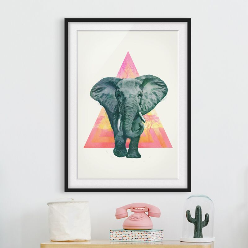 

Póster enmarcado - Illustrazione Elephant anteriore Triangolo Pittura Dimensión LxA: 100cm x 70cm, Marco: Negro