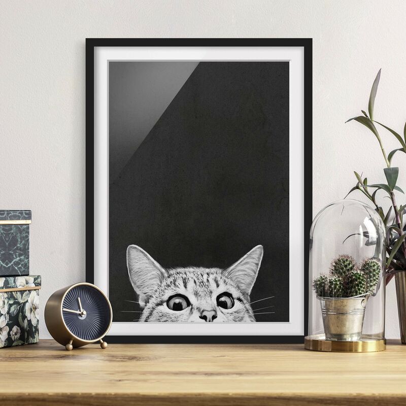 

Póster enmarcado - Illustrazione Gatto Bianco e nero Disegno Dimensión LxA: 40cm x 30cm, Marco: Negro