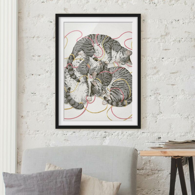 

Póster enmarcado - Illustrazione Grey Cat Pittura Dimensión LxA: 100cm x 70cm, Marco: Negro