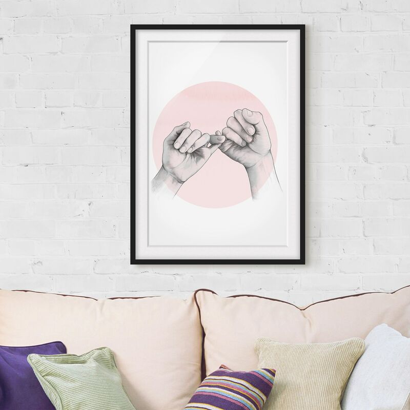 

Póster enmarcado - Illustrazione mani Amicizia Circle Rosa Bianco Dimensión LxA: 24cm x 18cm, Marco: Negro