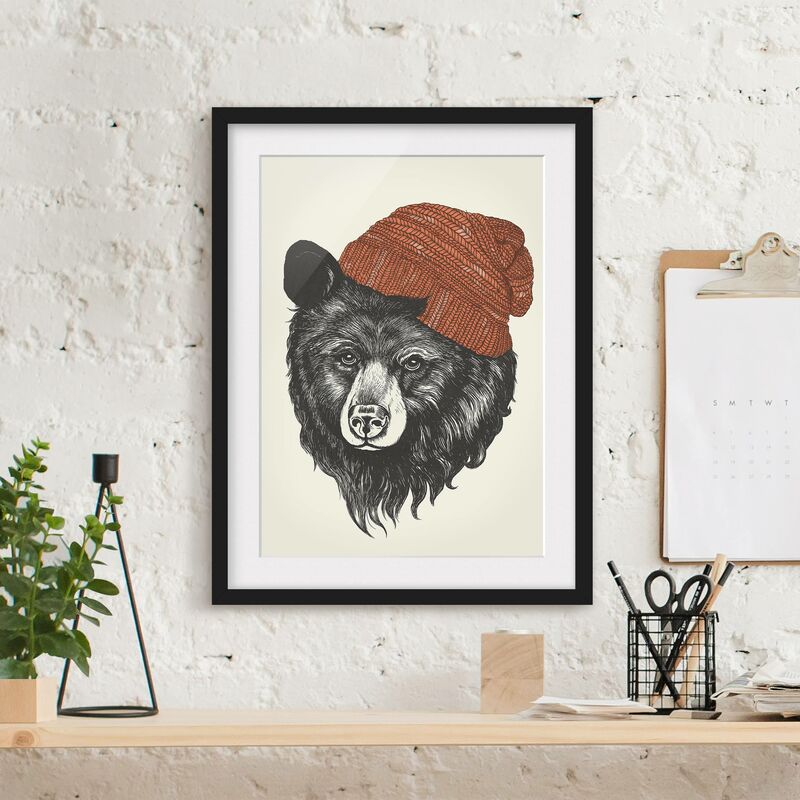 

Póster enmarcado - Illustrazione Orso Con Red Cap Disegno Dimensión LxA: 70cm x 50cm, Marco: Negro