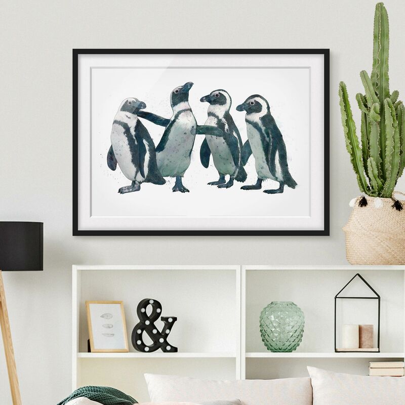 

Póster enmarcado - Illustrazione Pinguini nero e acquerello bianco Dimensión LxA: 40cm x 55cm, Marco: Negro