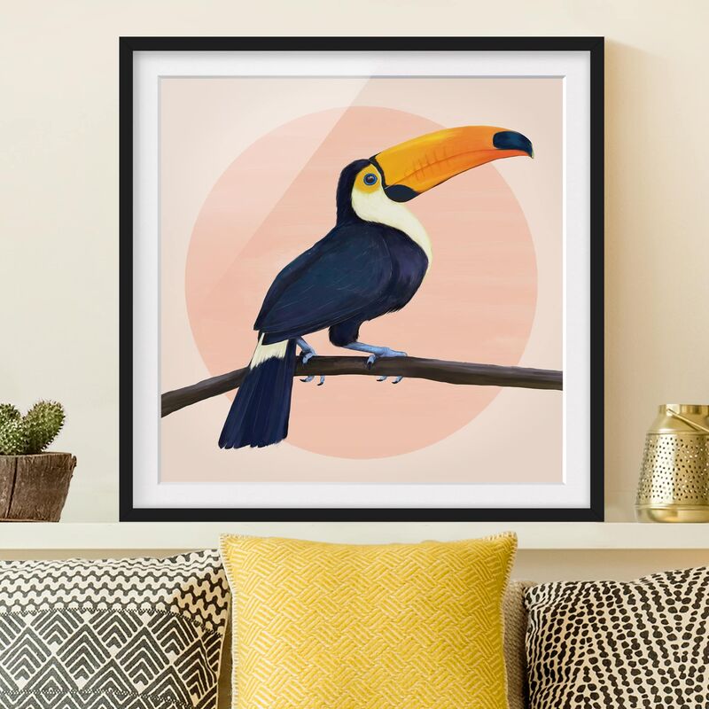 

Póster enmarcado - Illustrazione Uccello Toucan pastello pittura Dimensión LxA: 70cm x 70cm, Marco: Negro