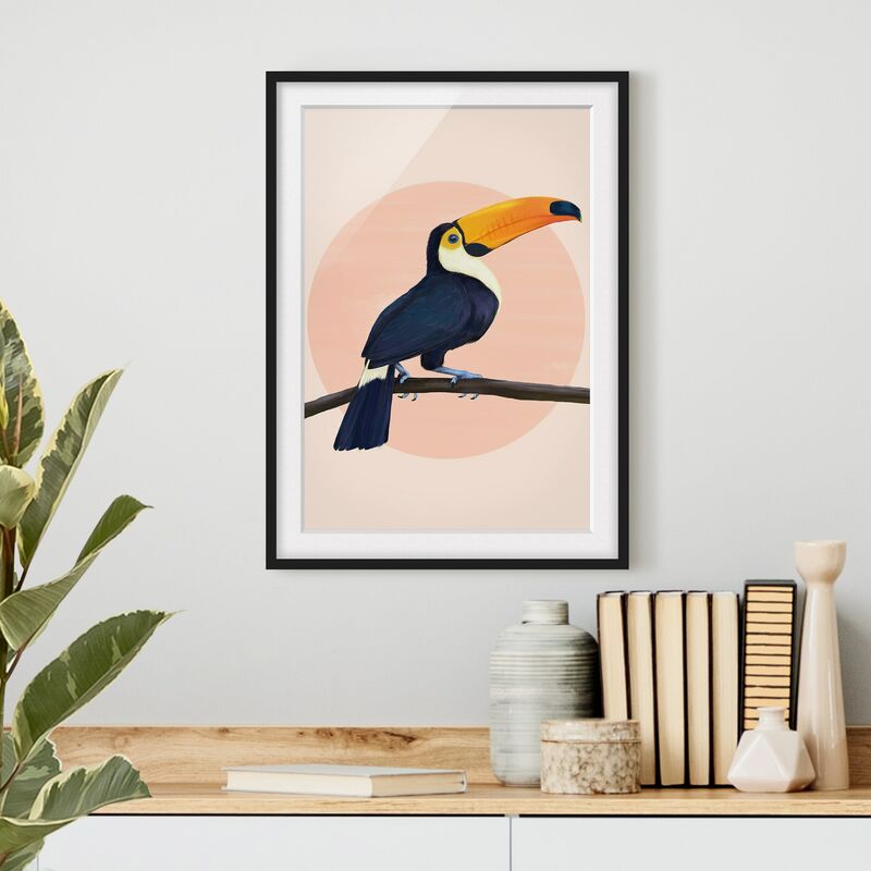 

Póster enmarcado - Illustrazione Uccello Toucan pastello pittura Dimensión LxA: 70cm x 50cm, Marco: Negro