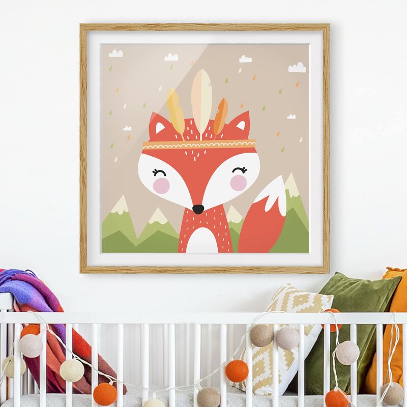 

Póster enmarcado - Indians Fox Dimensión LxA: 50cm x 50cm, Marco: Roble