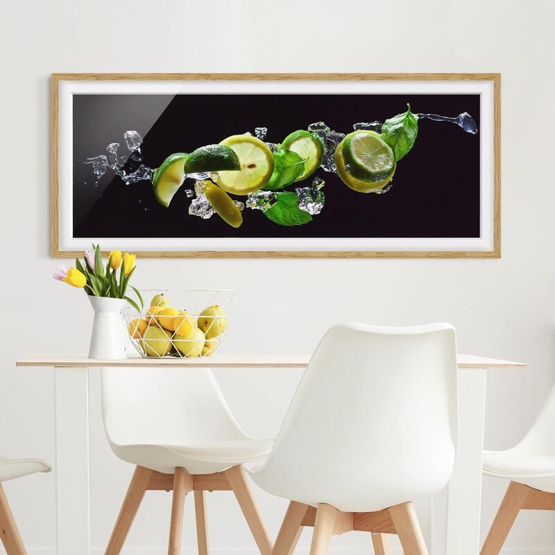 

Póster enmarcado - Ingredienti Mojito Dimensión LxA: 30cm x 75cm, Marco: Roble