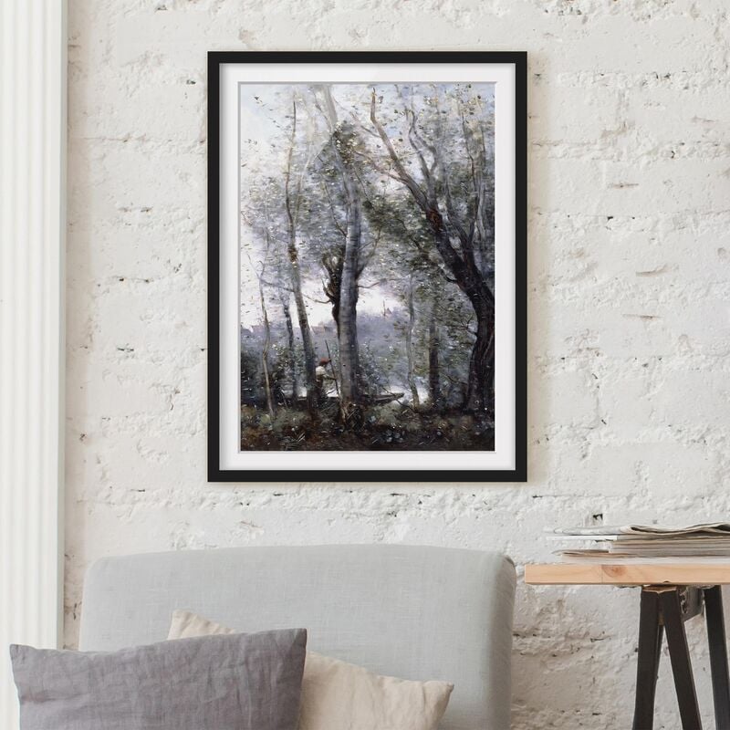 

Póster enmarcado - Jean-Baptiste Camille Corot - A Boatman Passing Behind The Trees Of The Shore Dimensión LxA: 100cm x 70cm, Marco: Negro